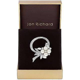 Jon Richard Jon Richard Silver Tone Open Bouquet Pearl And Crystal Brooch