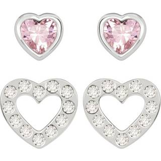 Radley Radley Sterling Silver Pink and Clear Glass Stone Heart Shaped Stud Earrings