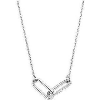 TI SENTO Silver Cubic Zirconia Paper Link Necklace - F6924