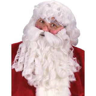 Sjov verden kostumer mænds deluxe santa parykskæg og bart hvid en størrelse