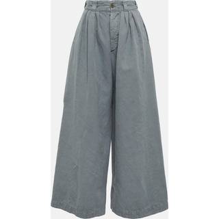 Maison Margiela Wide-leg cotton and linen canvas pants - blue - XXXS