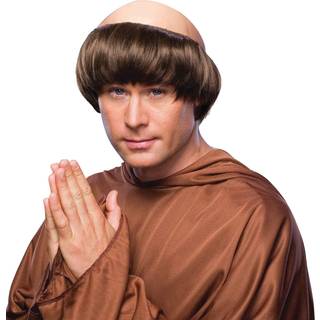 Religi?s munk m?rkebrun voksen standard kostume paryk