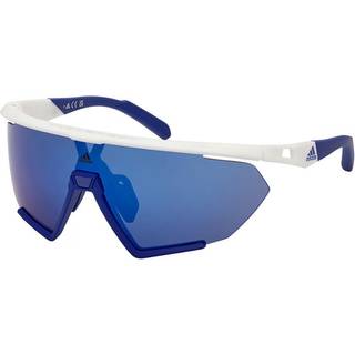 Adidas Sport Mand SP0071 CMPT AERO LI 24X Solbriller Plast Hvid Blå Geometrisk Normal Spejl