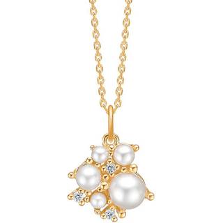 Mads Z - Diamond Cloud vedhæng i 14 kt guld m perler og 0,054 ct incl kæde