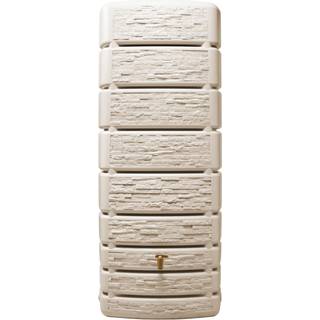 4Rain Slim Stone Decor regnvandstønde med hane, vægmodel, sandbeige - 500 liter
