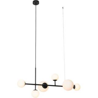 Moderne pendellampe sort med matglas 6-lys - Monaco