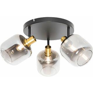 Loftspotlight sort med guld med røgglas 3-lys - Zuzanna