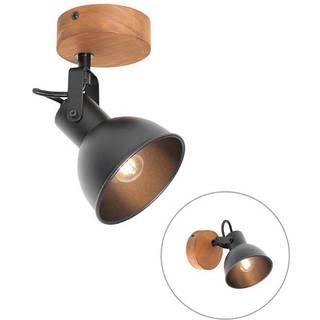 Industriel spotlight sort med træ vipbar - Tommy