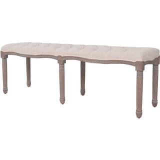 bænk lærred massivt træ 150 x 40 x 48 cm cremehvid
