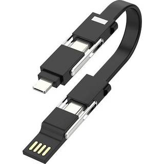 Sinox USB-A/USB-C til USB-C/Micro/IOS kabel - sort (På lager i varehus)