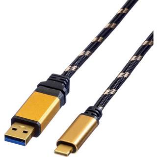 ROLINE USB 3.1 kabel, Type A han / Type C han - Gold - 0,5 m.