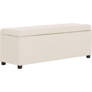 bænk med opbevaringsrum 116 cm polyester cremefarvet