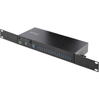 StarTech.com 16-Port Industrial USB 3.0 Hub 5Gbps Metal DIN/Surface/Rack Mountable ESD Protection Terminal Block USB hub - USB 3.2 - 16 ports - Sort