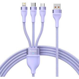 Baseus 3in1 USB cable Flash II Series USB-C + micro USB + Lightning 66W 1.2m (Purple)