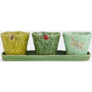 Bordallo Pinheiro Vases - 'Jardim De Insetos', set of three in multicolour earthenware