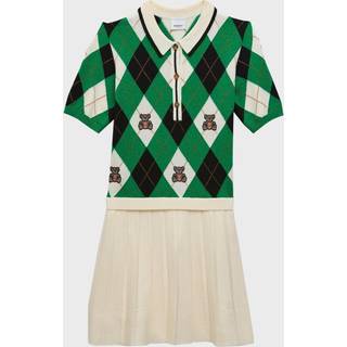 Burberry Kids Thomas Bear wool and cashmere dress - green - Y 12