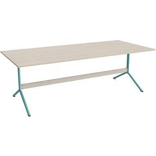 Bord Atlas 1134, 2200x1000mm, højde 720, eg højtrykslaminat, turkist stel