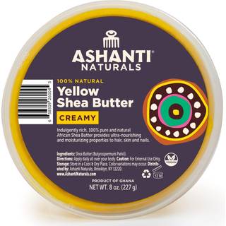 Ashanti Naturals Gult rå Shea-smør - uraffineret afrikansk fugtighedscreme til tør hud, cremet, nemt at påføre, 8 oz