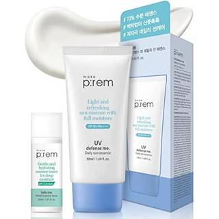 MAKEPREM UVA UVB Defense Me Daily Sun Essence VEGAN Makeup Solcreme Gel SPF 50+ PA++++ 1,69 Fl Oz Reef-Safe Moisture Sunblock Strk UV Blue Ray B