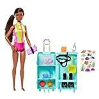 Barbie Marine Biologist Doll & 10+ tilbeh?r Mobile Lab Playset med Brunette Doll Case ?bner til opbevaring og rejser