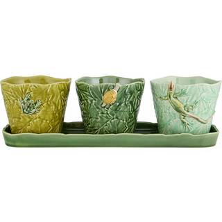 Bordallo Pinheiro Vases - 'Jardim De Insetos', set of three in multicolour earthenware