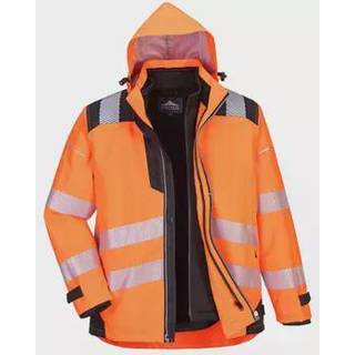 PW3 hi-vis 3-i-1 jakke - Orange/Sort (Størrelse: M)