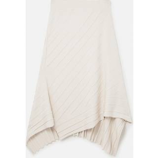Stella McCartney Asymmetric ribbed-knit midi skirt - white - L