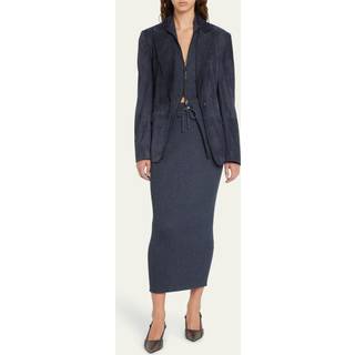 Brunello Cucinelli Ribbed-knit cashmere midi skirt - blue - XS