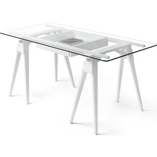 Design House Stockholm Arco skrivebord hvid lak, inkl. skuffe, glasplade