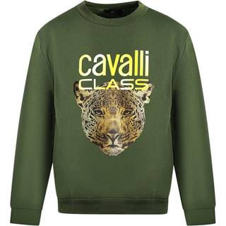 Cavalli Class Green Cotton Sweater