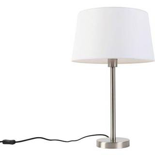 Moderne bordlampe stål med hvid skærm 32 cm - Simplo