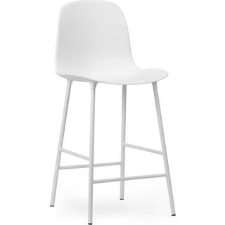 Normann Copenhagen Form Barstol med Ryglæn H65 cm Hvid/Hvid Stål