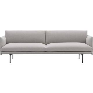 Muuto Outline Sofa 3-pers Sort Aluminium / - 3 personers sofaer Hør Clay 12 - 68289-12