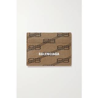 Balenciaga - Logo-Print Coated-Canvas Cardholder - Men - Brown