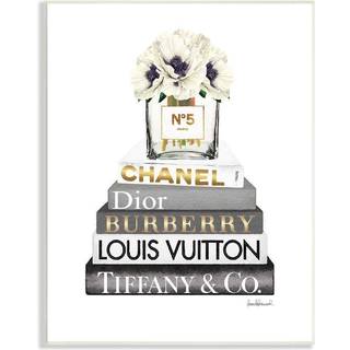 Stupell Industries Blooming White Floral Display på Glam Designer Bookstack Wall Art 10 X 15