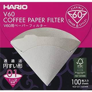 Hario V60 Paper Coffee Filters St?rrelse 01 White 100ct Boxed