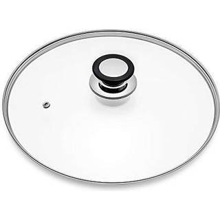 Glasl?ge til stegepande Fry Pan Stillet Pan l?g med h?ndtagsbelagt i silikone ring 12 """"/30 cm klar