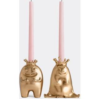 L'Objet Candlelight and Scents - 'Haas King and Queen' candlesticks in gold porcelain