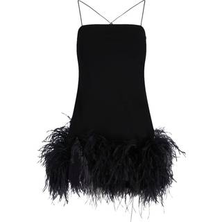 The Attico Feather-trimmed minidress - black - M