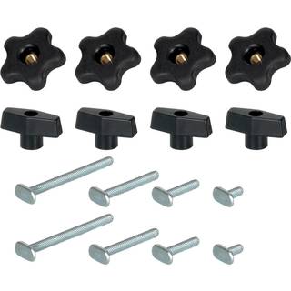 Powertec 71121 T-track Knob Kit W gevindsknapper og 516A-18 T bolte til tr?bearbejdningspil og inventar-16-delt s?t