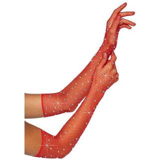 Rhinestone Fishnet Opera Lengt - O / S / Red