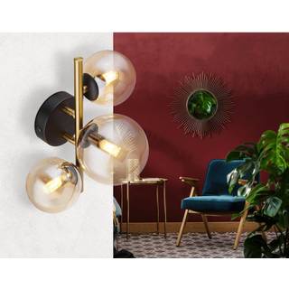 Riha LED-loftslampe, amber, længde 28,5 cm, 3-lys, glas