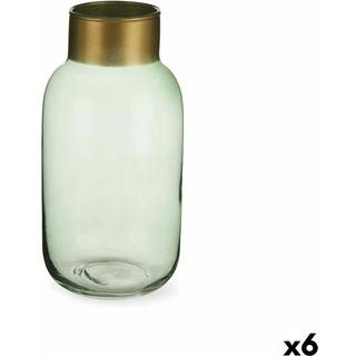 Vase Gift Decor Grøn Gylden Glas 11,5 x 24 x 11,5 cm (6 enheder)