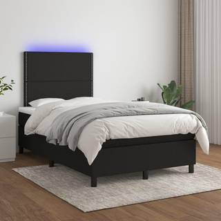 kontinentalseng med LED-lys 120x200 cm stof sort