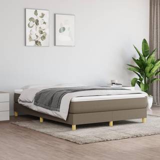 kontinentalseng med madras 140x190 cm stof gråbrun