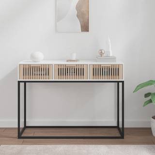 konsolbord 105x30x75 cm konstrueret træ og jern hvid