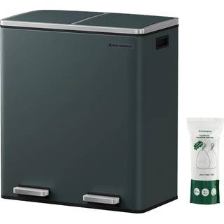 Songmics Double Rubbish Bin, 2 X 30 L Dual Compartment