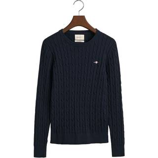 GANT Dame Crewneck sweater af strækbomuld med kabelstrik (XL)