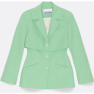 Ganni Single-breasted cotton canvas blazer - green - XS