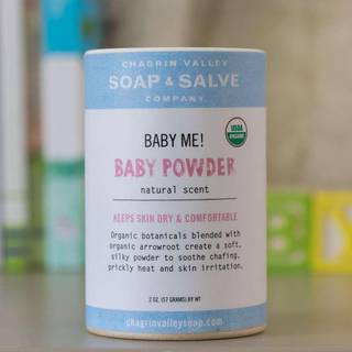 Baby Me! Økologisk Baby Pudder, parfumefri, vegansk, glutenfri Lille bøtte 57 g.